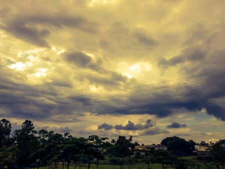 A photo of beautiful blue sky with cloud.dark clouds in indiaの写真素材