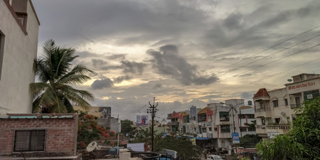 A picture of Indian home infrastructure with dark cloudsのeditorial素材