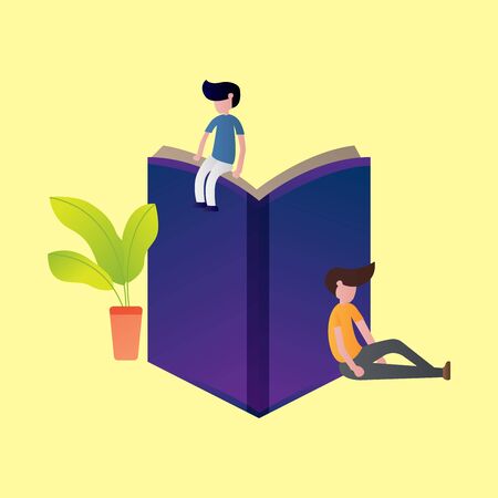 Set Of Learning Book Illustration template. Online education. Modern flat design concept of web page design for website and mobile website. Easy to edit and customize. Vector illustrationのイラスト素材