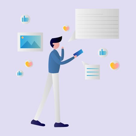 Set of Online Marketing Illustration. template for online shop, marketing, sales and sosial media. Modern flat design concept. Web page design for website and mobile website. Flat vector illustration.のイラスト素材