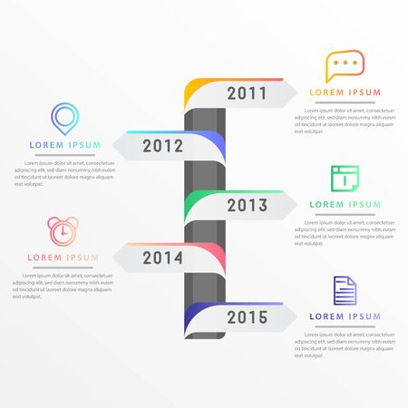 Vector modern infographic with five steps for presentation. Business infographic template with options for brochure, workflow layout, diagram, business step options, banner, and web design.のイラスト素材