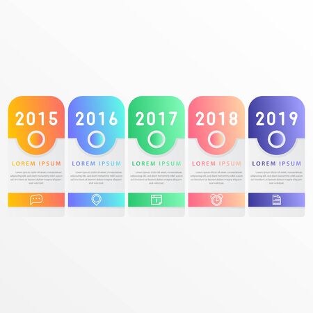 Vector modern infographic with five steps for presentation. Business infographic template with options for brochure, workflow layout, diagram, business step options, banner, and web design.のイラスト素材