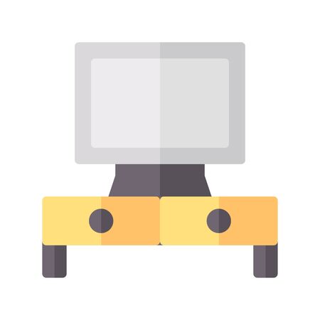 Icon television in flat style. vector illustration and editable stroke. Isolated on white background.のイラスト素材