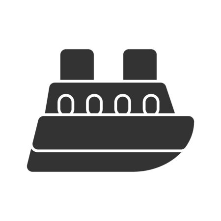Icon cruise ship in glyph style. vector illustration and editable stroke. Isolated on white background.のイラスト素材