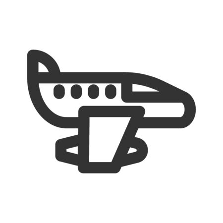 Icon airplane in outline style. vector illustration and editable stroke. Isolated on white background.のイラスト素材