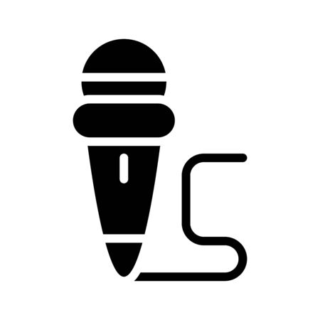 Icon microphone in glyph style. vector illustration and editable stroke. Isolated on white background.のイラスト素材
