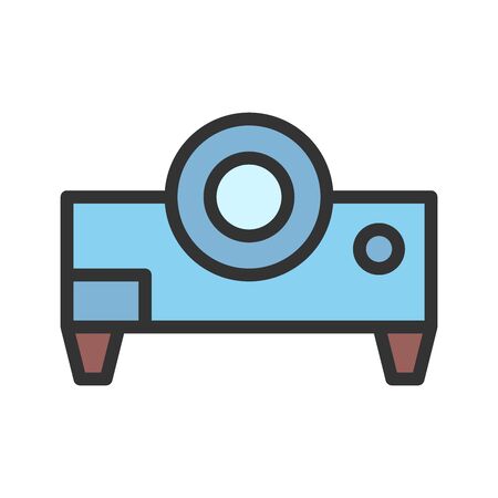 Icon projector in lineal color style. vector illustration and editable stroke. Isolated on white background.のイラスト素材