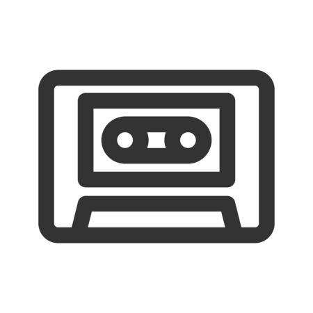 Icon audio cassette in line style. vector illustration and editable stroke. Isolated on white background.のイラスト素材