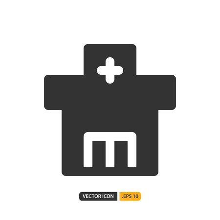 clinic icon in filled style. Vector logo design template. Modern design icon, symbol, logo and illustration. Vector graphics illustration and editable stroke. Isolated on white background.のイラスト素材