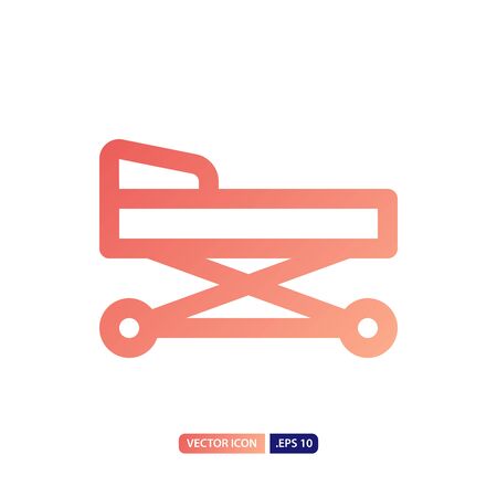 medical bed icon in lineal gradient style. Vector logo design template. Modern design icon, symbol, logo and illustration. Vector graphics illustration and editable stroke. Isolated on white background.のイラスト素材