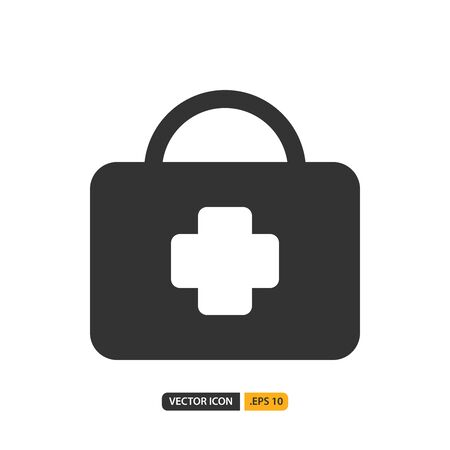 medical kit icon in filled style. Vector logo design template. Modern design icon, symbol, logo and illustration. Vector graphics illustration and editable stroke. Isolated on white background.のイラスト素材