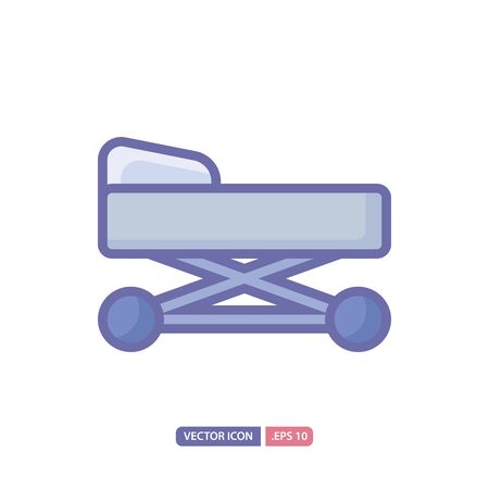 medical bed icon in lineal color style. Vector logo design template. Modern design icon, symbol, logo and illustration. Vector graphics illustration and editable stroke. Isolated on white background.のイラスト素材