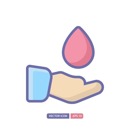 blood donation icon in lineal color style. Vector logo design template. Modern design icon, symbol, logo and illustration. Vector graphics illustration and editable stroke. Isolated on white background.のイラスト素材