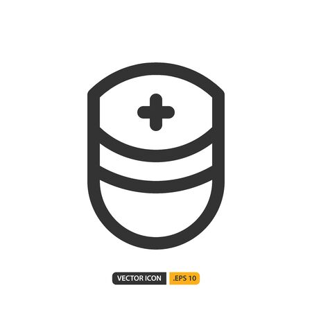 medical protection icon in outline style. Vector logo design template. Modern design icon, symbol, logo and illustration. Vector graphics illustration and editable stroke. Isolated on white background.のイラスト素材
