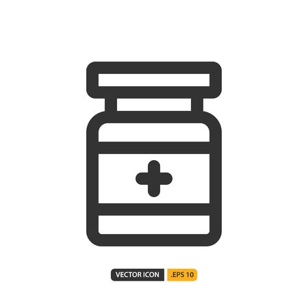 medicine icon in line style. Vector logo design template. Modern design icon, symbol, logo and illustration. Vector graphics illustration and editable stroke. Isolated on white background.のイラスト素材