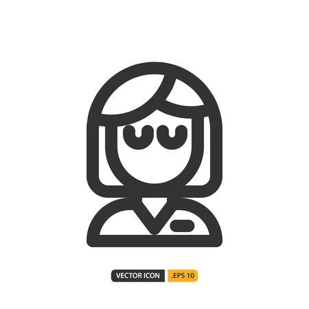 nurse icon in line style. Vector logo design template. Modern design icon, symbol, logo and illustration. Vector graphics illustration and editable stroke. Isolated on white background.のイラスト素材