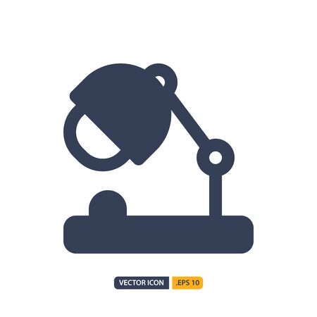 desk lamp icon in Glyph style isolated on white background. for your web site design, logo, app, UI. Vector graphics illustration and editable stroke.のイラスト素材