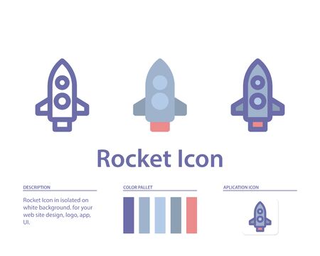 rocket icon in isolated on white background. for your web site design, logo, app, UI. Vector graphics illustration and editable stroke. EPS 10.のイラスト素材