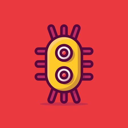 Virus Vector Icon Illustration. Flat Cartoon Style Suitable for Web Landing Page, Banner, Sticker, Background.のイラスト素材