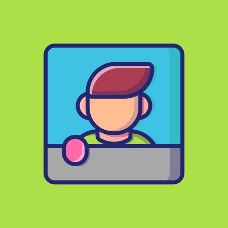 Streaming Vector Icon Illustration. Flat Cartoon Style Suitable For Web Landing Page, Banner, Sticker, Background.のイラスト素材
