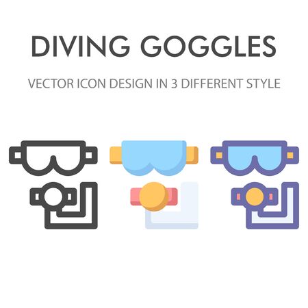 goggles icon pack isolated on white background. for your web site design, logo, app, UI. Vector graphics illustration and editable stroke. EPS 10.のイラスト素材