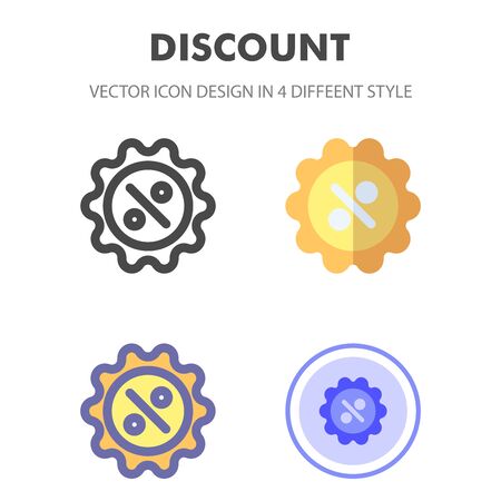discount icon design in 4 different style. Icon design for your web site design, logo, app, UI. Vector graphics illustration and editable stroke. EPS 10.のイラスト素材