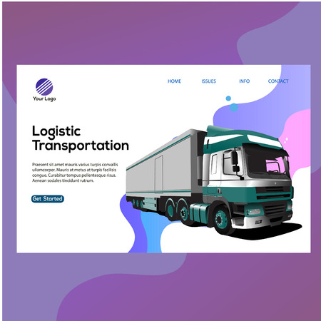 modern design template concept with logistic transportation word concept truck container vector illustration, can use for, landing page, template, ui, web, mobile app, poster, banner, flyerのイラスト素材