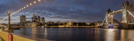 HUGE-Evening panorama of Central London, icluding famous landmarks as Tower bridge, The tower of London and the Gherkin.の写真素材