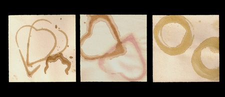 Scan of coffee and wine stains on note paperの写真素材