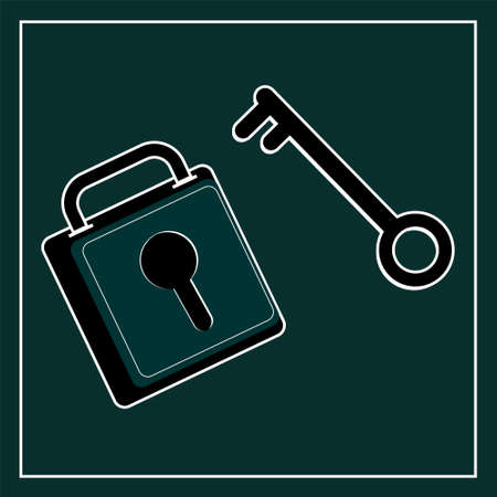 Locked padlock and key. Illustration vectorのイラスト素材