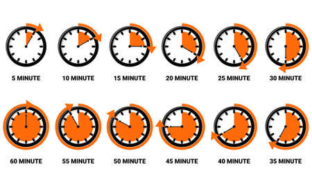 Set of stopwatch, timer, clock. Flat symbol sign. Illustration vector