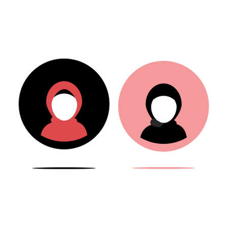 Female symbol. Women wear hijab icon. User sign. Human avatar circle picture. Female hijab avatar icon suitable for info graphics, contactapp, websites and print media and interfaces. Vectorのイラスト素材