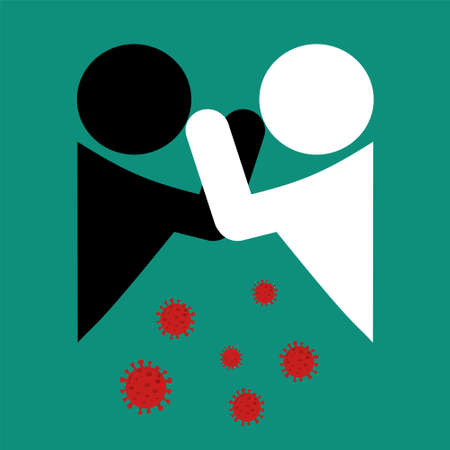 Social distancing concept. Elbow bump, avoid physical contact, handshake or hand touch to protect from COVID-19 coronavirus. New novel greeting to avoid the spread of coronavirus. Vectorのイラスト素材
