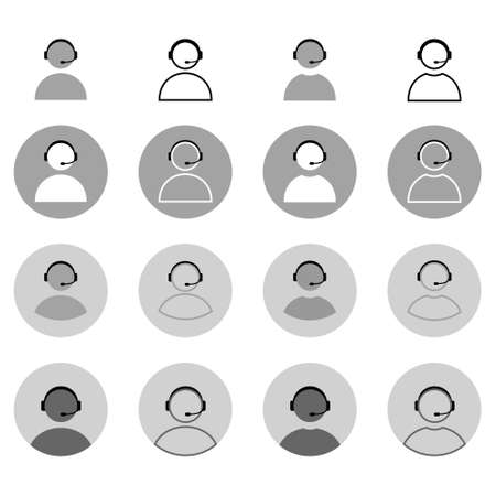 Set of customer service avatar icon. User with headphone. Call center operator sign. Illustration vectorのイラスト素材