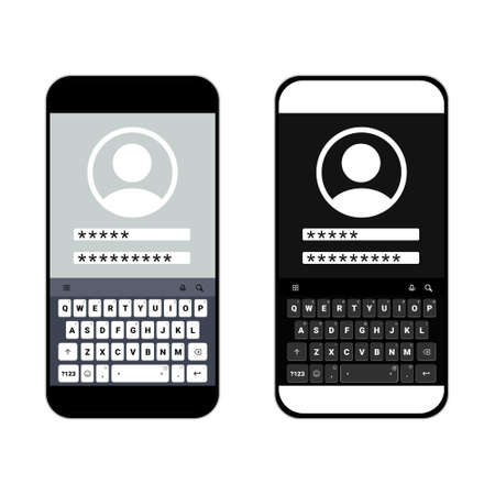 Password security access on mobile icon. Verification code. Typing username and password. Authentication login from system. Illustration vectorのイラスト素材