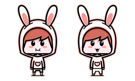 Cute boy wearing a bunny costume. Illustration vectorのイラスト素材