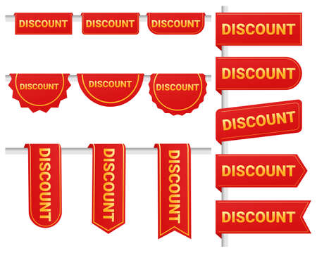 Set of discount sticker. Red discount badge. Illustration vectorのイラスト素材