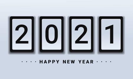 Happy new year 2021 design. New year holiday celebration. Minimal and elegant design of colored 2021 logo numbers. Illustration vectorのイラスト素材