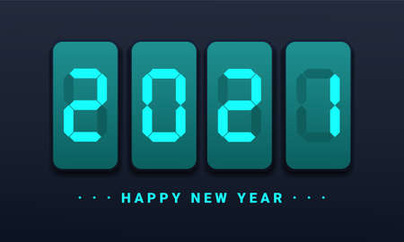 Happy new year 2021 design. New year holiday celebration. Eelegant design of blue colored 2021...