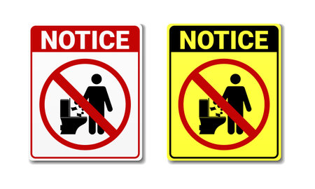 Do not throw trash in toilet. Notice. Do not litter sign. Throw garbage in its place. Keep it clean. Illustration vector.のイラスト素材
