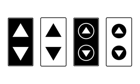 Set of elevator, lift button icon. Illustration vectorのイラスト素材