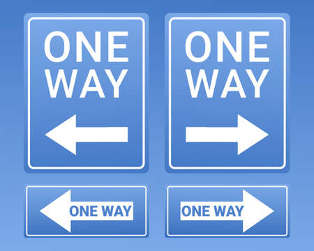 Set of one way sign. Signpost. Illustration vector