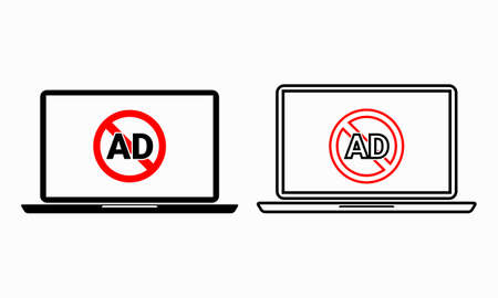 No ad sign on laptop screen. Illustration vectorのイラスト素材