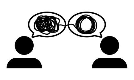 Silhouette therapist and patient. Tangle and untangle, problems solution. Illustration vectorのイラスト素材
