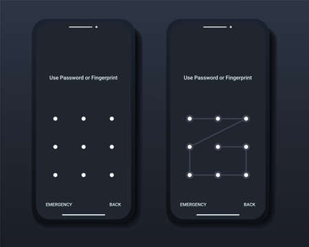 Set of passcode interface for lock screen login or enter password pages on smartphone. Pattern screen lock. Illustration vectorのイラスト素材
