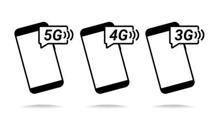Set of phone with Internet network 3g, 4g, and 5g. Illustration vectorのイラスト素材