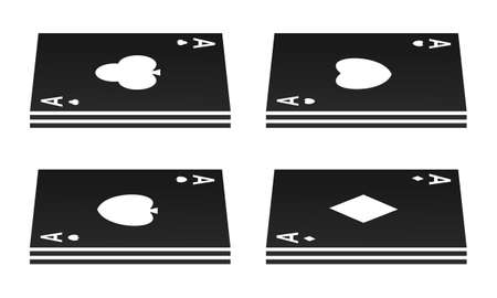 Set of four aces playing cards suits. Casino cards. Illustration vector