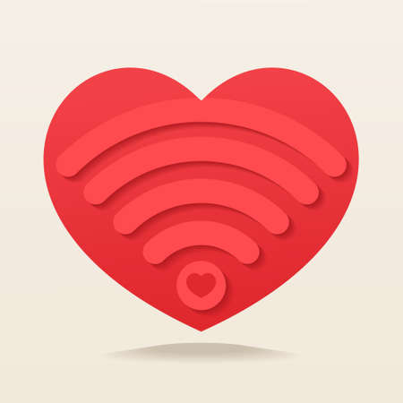 Heart with wifi signal. Heart signal. Love connection. Illustration vectorのイラスト素材