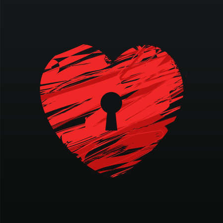 Heart with keyhole. Hand drawn. Lock heart. Illustration vectorのイラスト素材