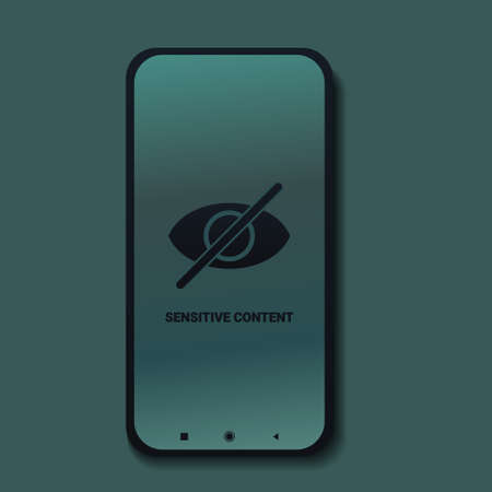 Sensitive content sign on the smartphone screen. Hide view. Explicit content. Illustration vector